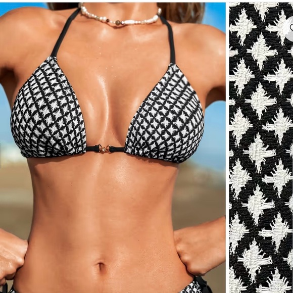 Cupshe Black and White Geometric Bikini | S - Picture 3 of 7